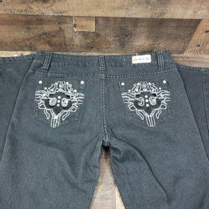 SAZA Women's Jean's Size 13 Embellished Pockets Stretch 30W/31L Black